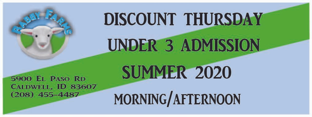 Discount Thursday Under 3 Admission Discount Thursday Under 3 Admission